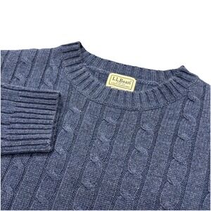LL Bean Cable Knit Sweater Lambswool Blend Mens XL Vintage Fisherman Preppy